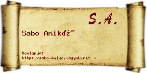 Sabo Anikó névjegykártya